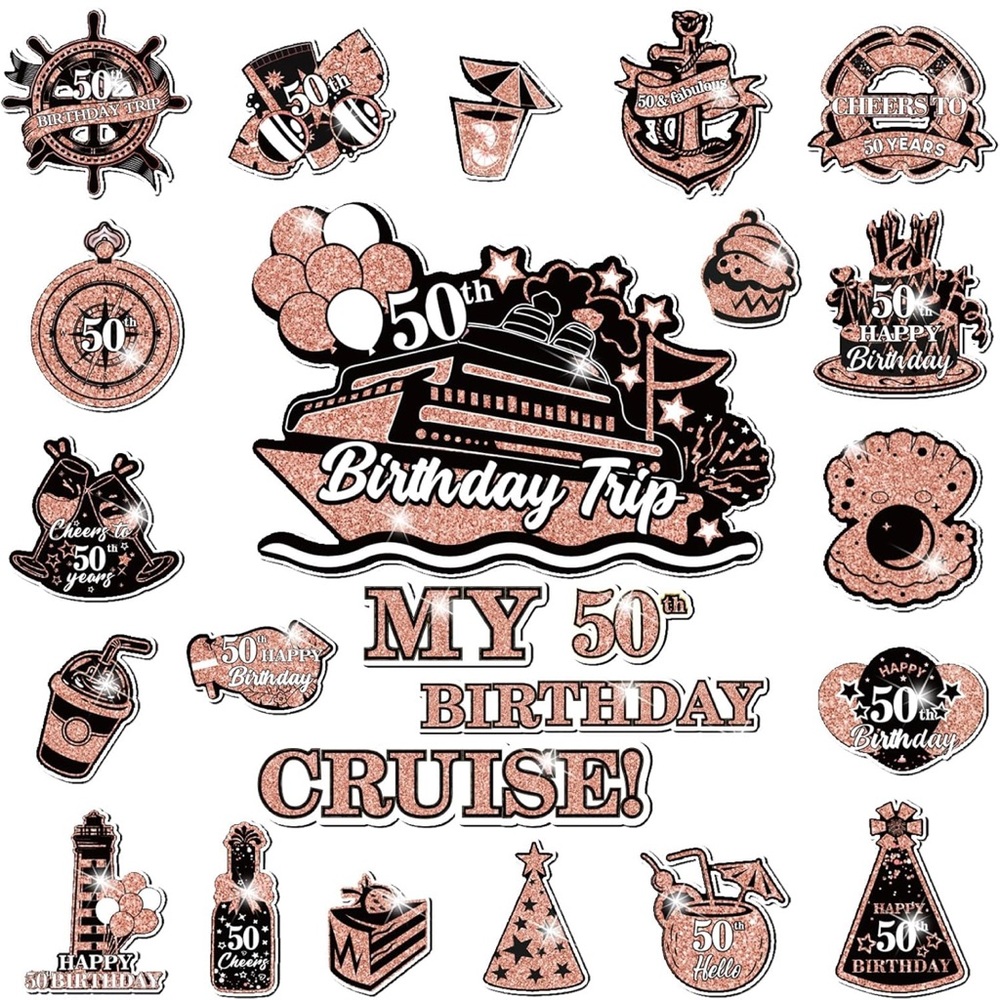 Rose Gold Birthday Cruise Decor Set